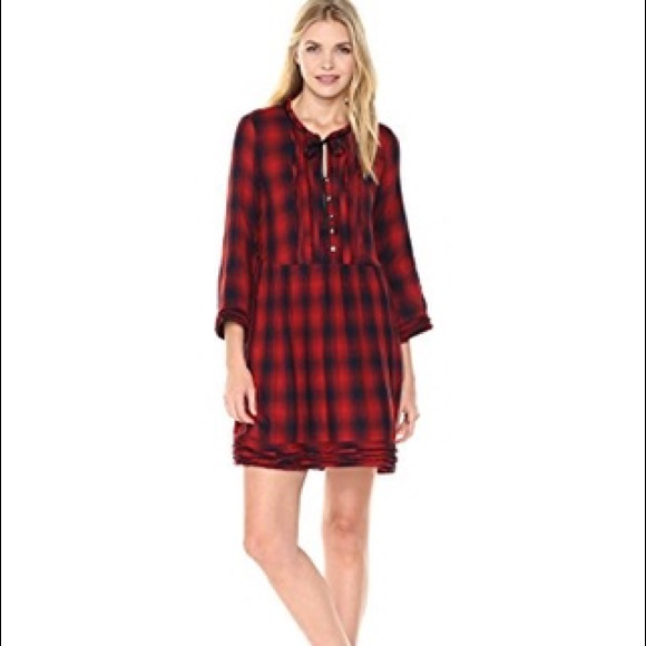William Rast Dresses & Skirts - William Rast Atalia Red Plaid Flannel Dress Large